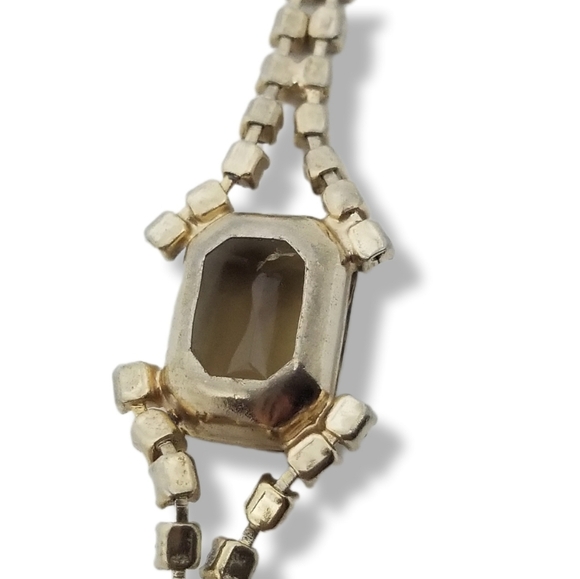 VINTAGE 1950s SPARKLING AMBER COLOR AUSTRIAN CRYSTAL & GOLDTONE BRACELET - Picture 12 of 12